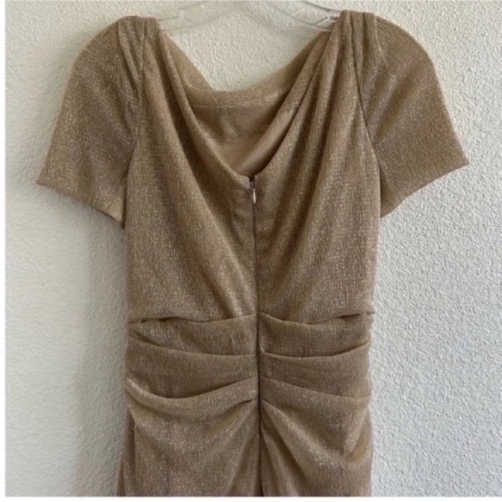 Talbot Runhof Gold Ruched Cocktail Dress - Picture 4 of 10